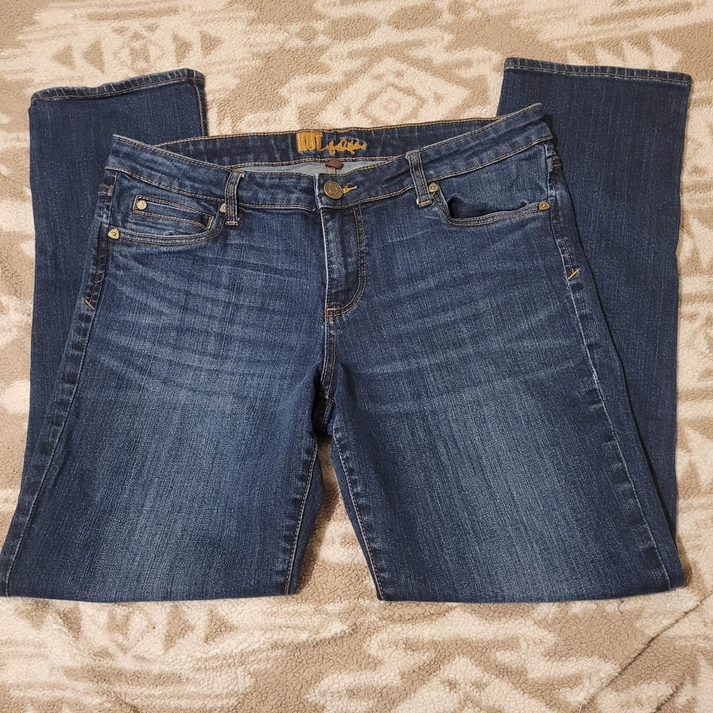 Kut from the Kloth Mid-Rise Straight Leg Jeans - Dark Indigo Blue